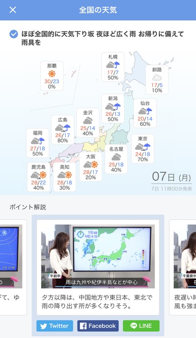 動画で天気をチェック
