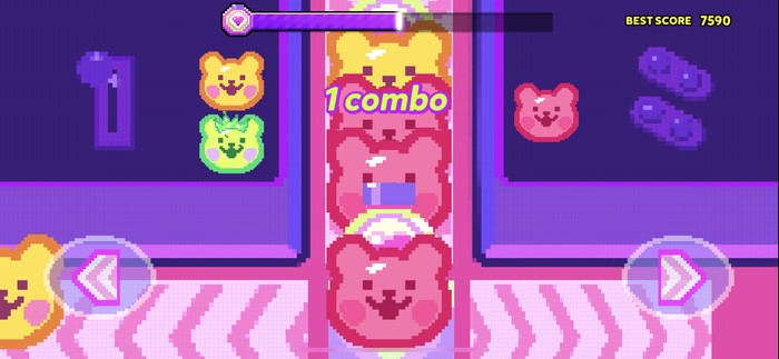 同じ色のキャラを左右どちらかに誘導させるミニゲーム