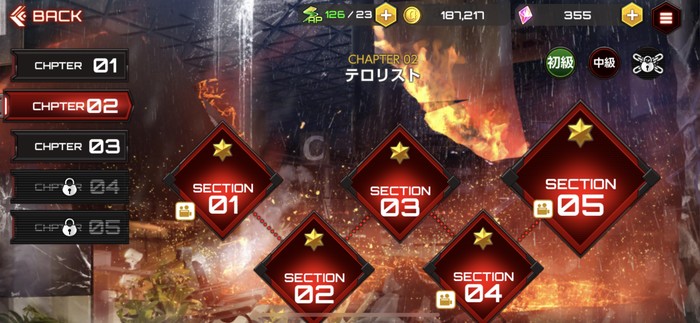 チャプター形式でテロリストや魔物達を討伐していく