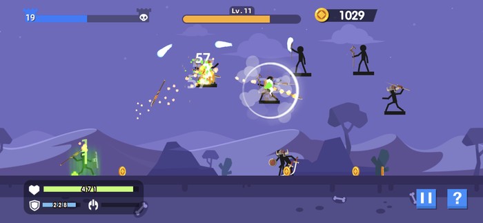 アーチャーの武器はスワイプ操作で操れる