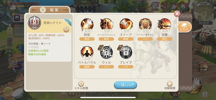 辺境試練や争奪戦に挑むには一定Lv以上が必要になる
