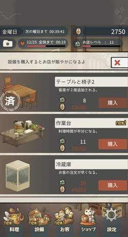 お店を強化していくことができる