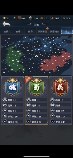 城や要塞の数をチェックできる